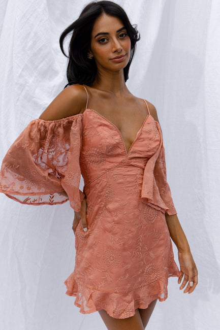 Koda Bell Sleeve Lace-Up Back Mini Dress White