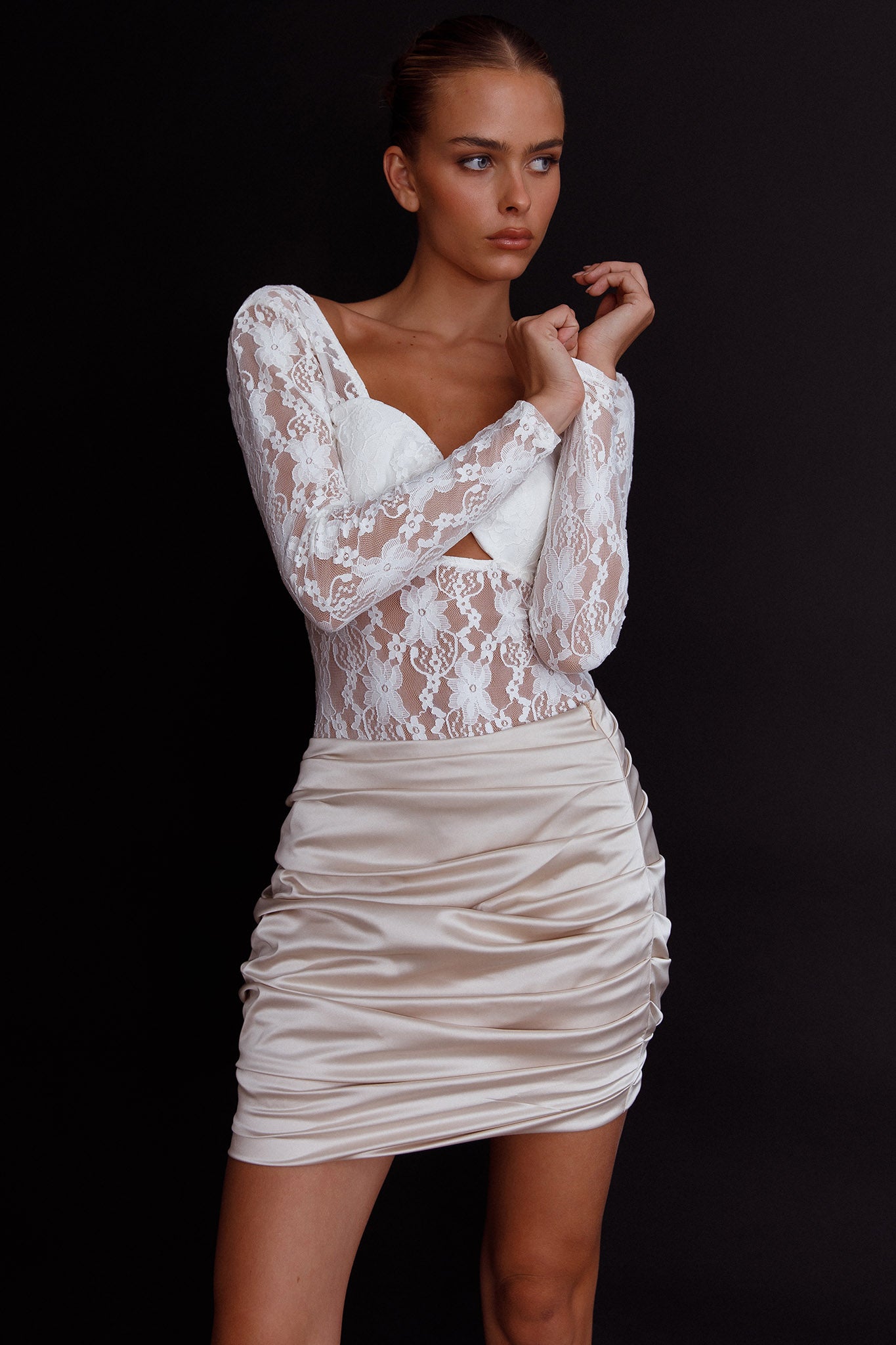 white lace bodysuit dress Lace Pickup Bodysuit Maxi Dress by Mare Mare in Ivory, Size: XL at Anthropologie