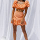 New Moon Scalloped Ruffle Trim Eyelet Skirt Orange