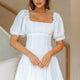 Chablis Gathered Bust Puff Sleeve Textured Mini Dress White