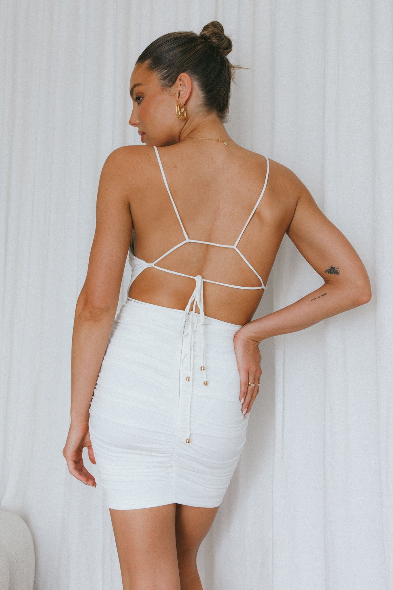 Shake It Up Ruched Mini Dress Off White Shake It Up Ruched Mini Dress Off White