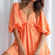 Always Dreaming Puff Sleeve Structured V-Neckline Mini Dress Tangerine