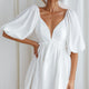 Always Dreaming Puff Sleeve Structured V-Neckline Mini Dress White