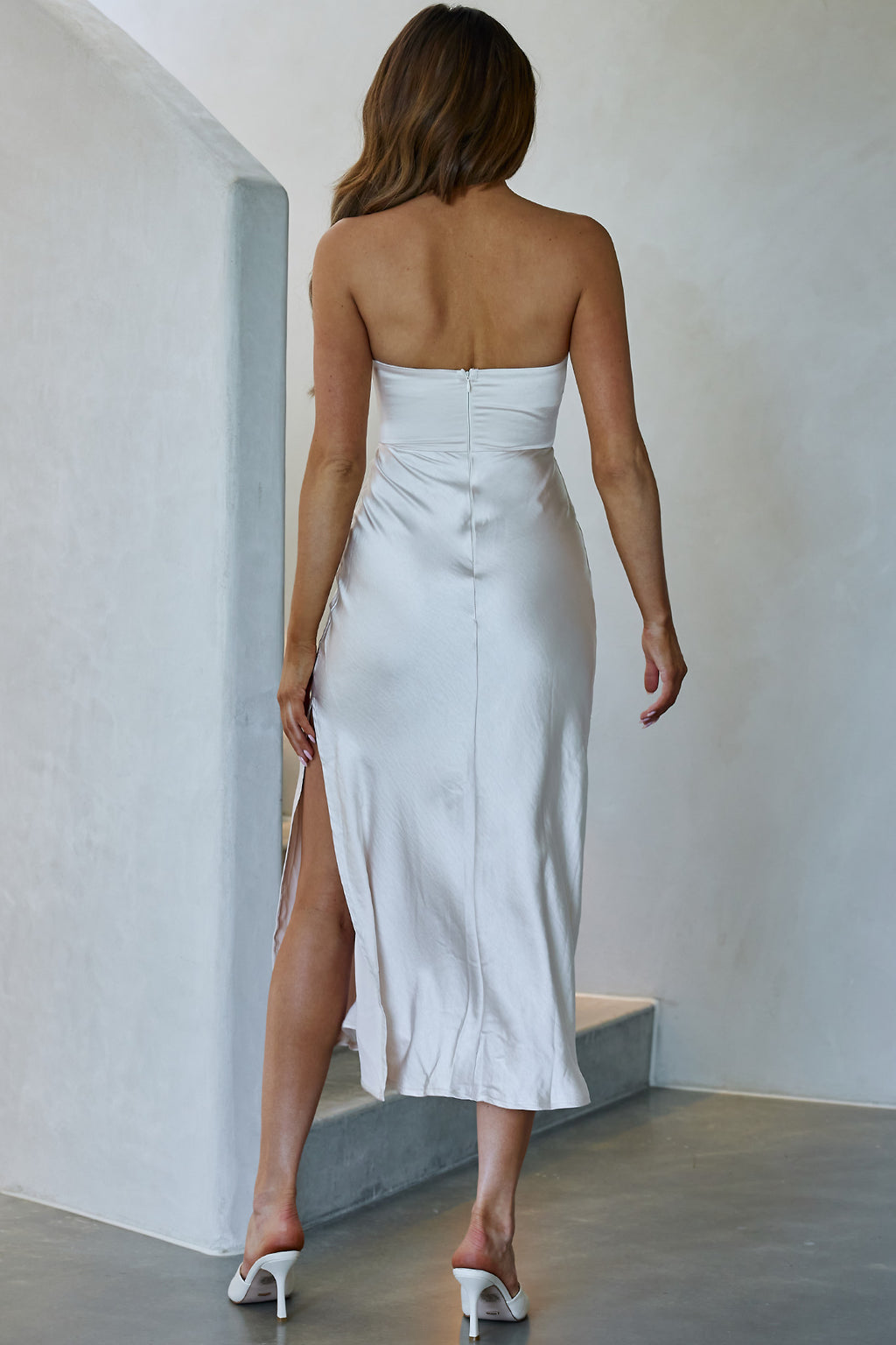 Ma Jolie Strapless Midi Dress Champagne by Selfie Leslie