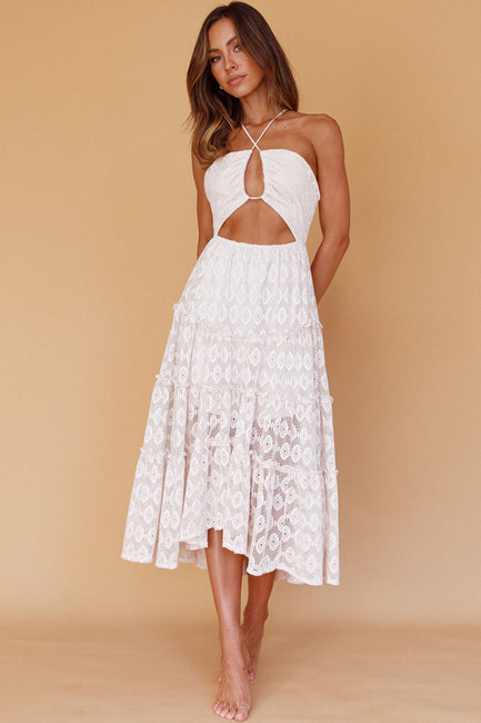 Just Cruise Cut-Out Bodice Midi Dress White main image 0