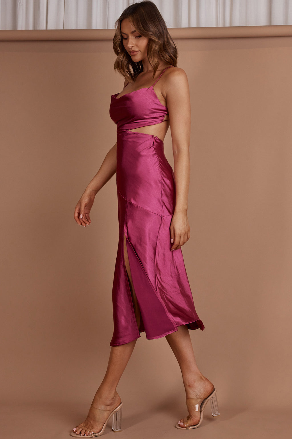 Midnight Muse Strappy Back Midi Dress Fuchsia by Selfie Leslie