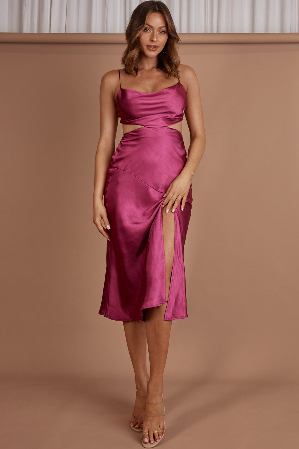 Midnight Muse Strappy Back Midi Dress Fuchsia by Selfie Leslie