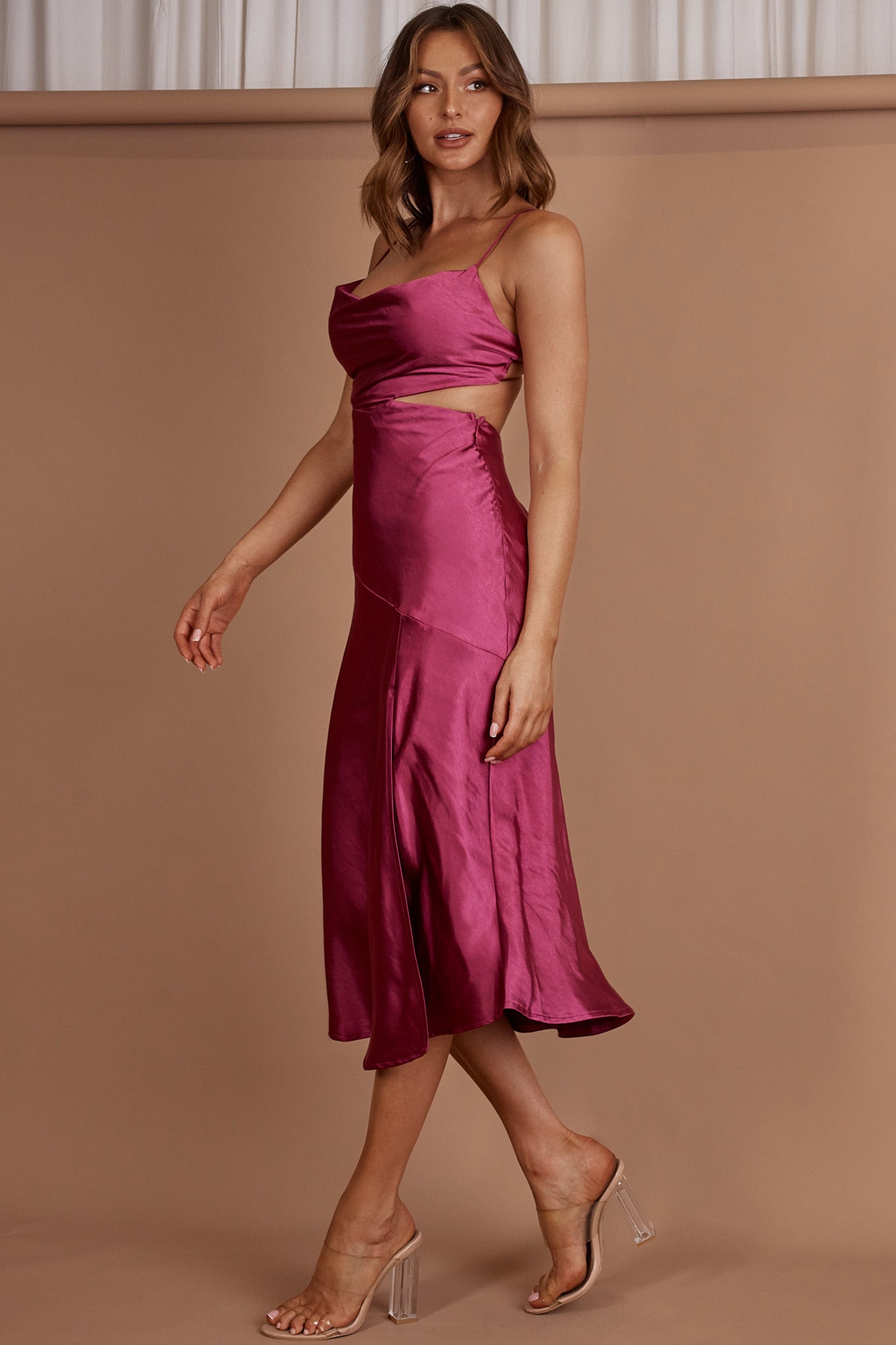 Midnight Muse Strappy Back Midi Dress Fuchsia by Selfie Leslie