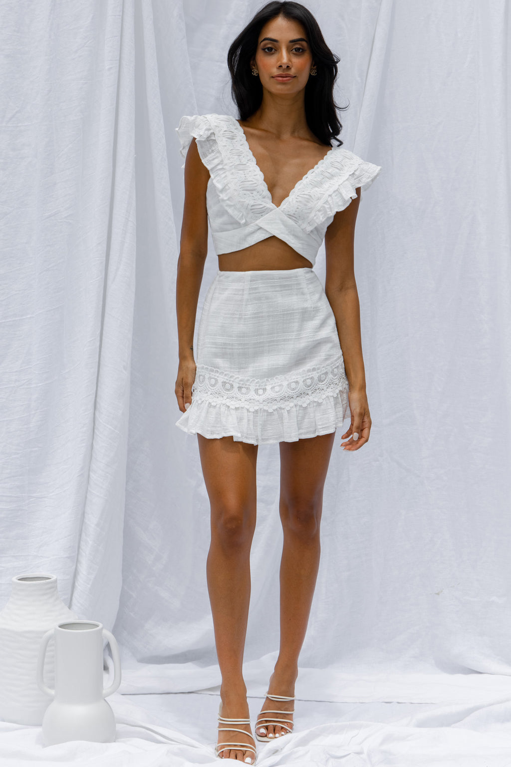 Just Bliss Tied Back Crop Top White by Selfie Leslie