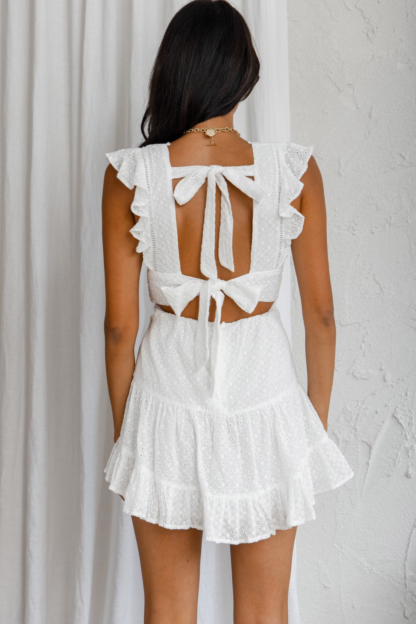 Sunshine Days Double Bow Back Dress White L Sunshine Days Double Bow Back Dress White L