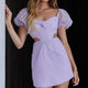 Ariarne Puff Sleeve Cut-Out Waist Mini Dress Lilac