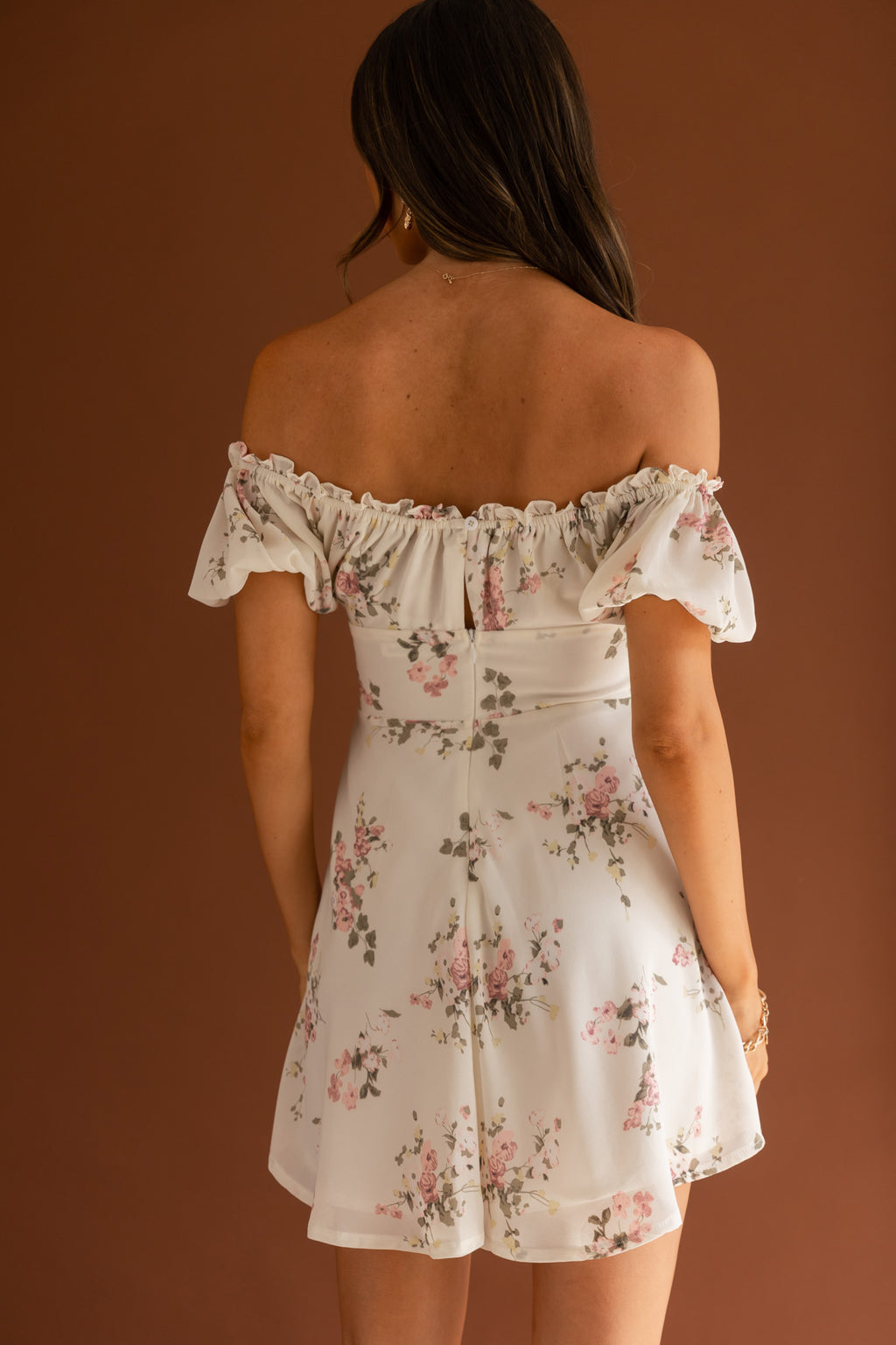 Belle Fleur Tied Bust Mini Dress Floral White by Selfie Leslie