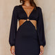 Annecy Long Sleeve Cut-Out Waist Mini Dress Black