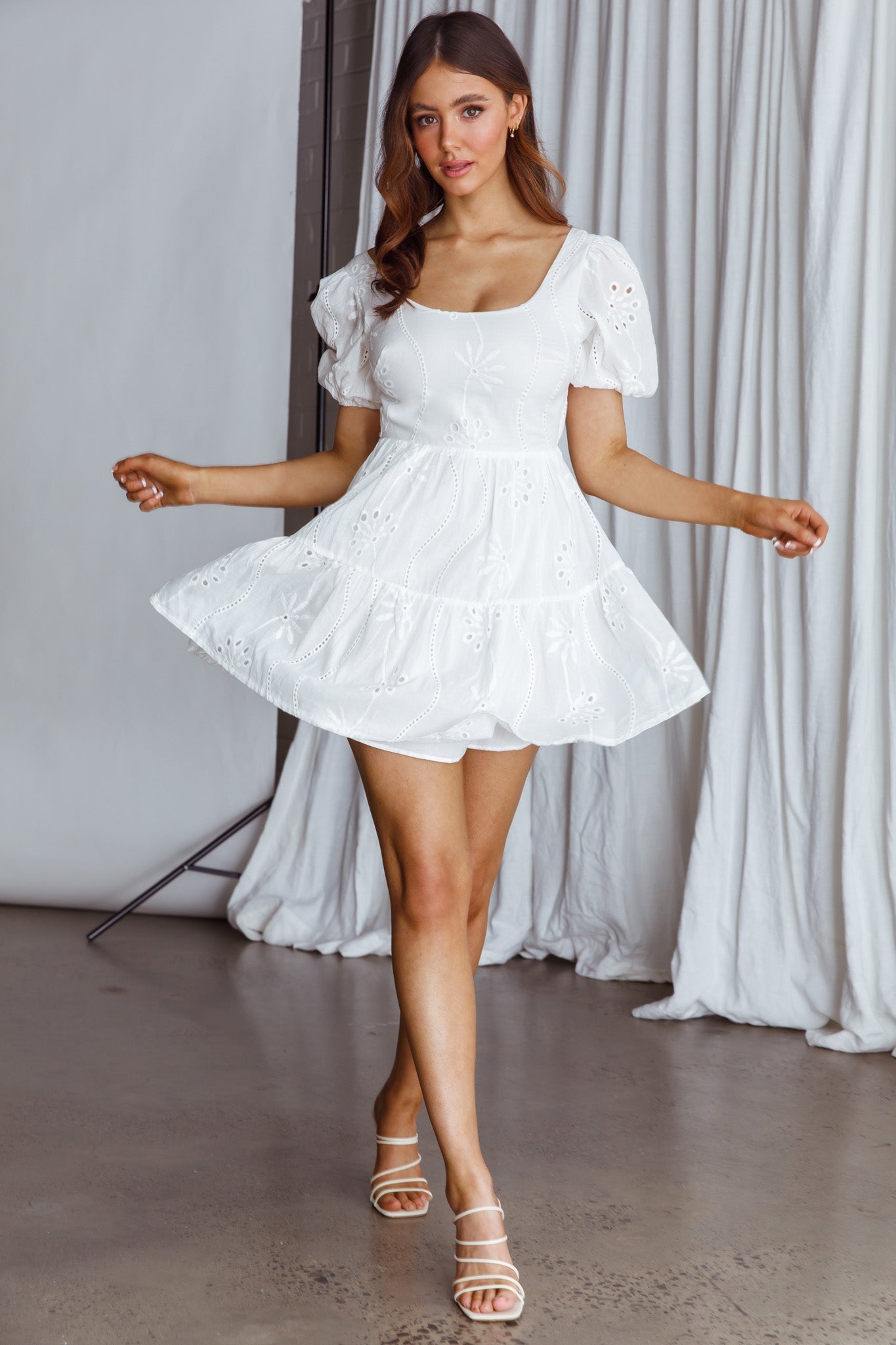 Marirose Tied Back A-Line Mini Dress White by Selfie Leslie