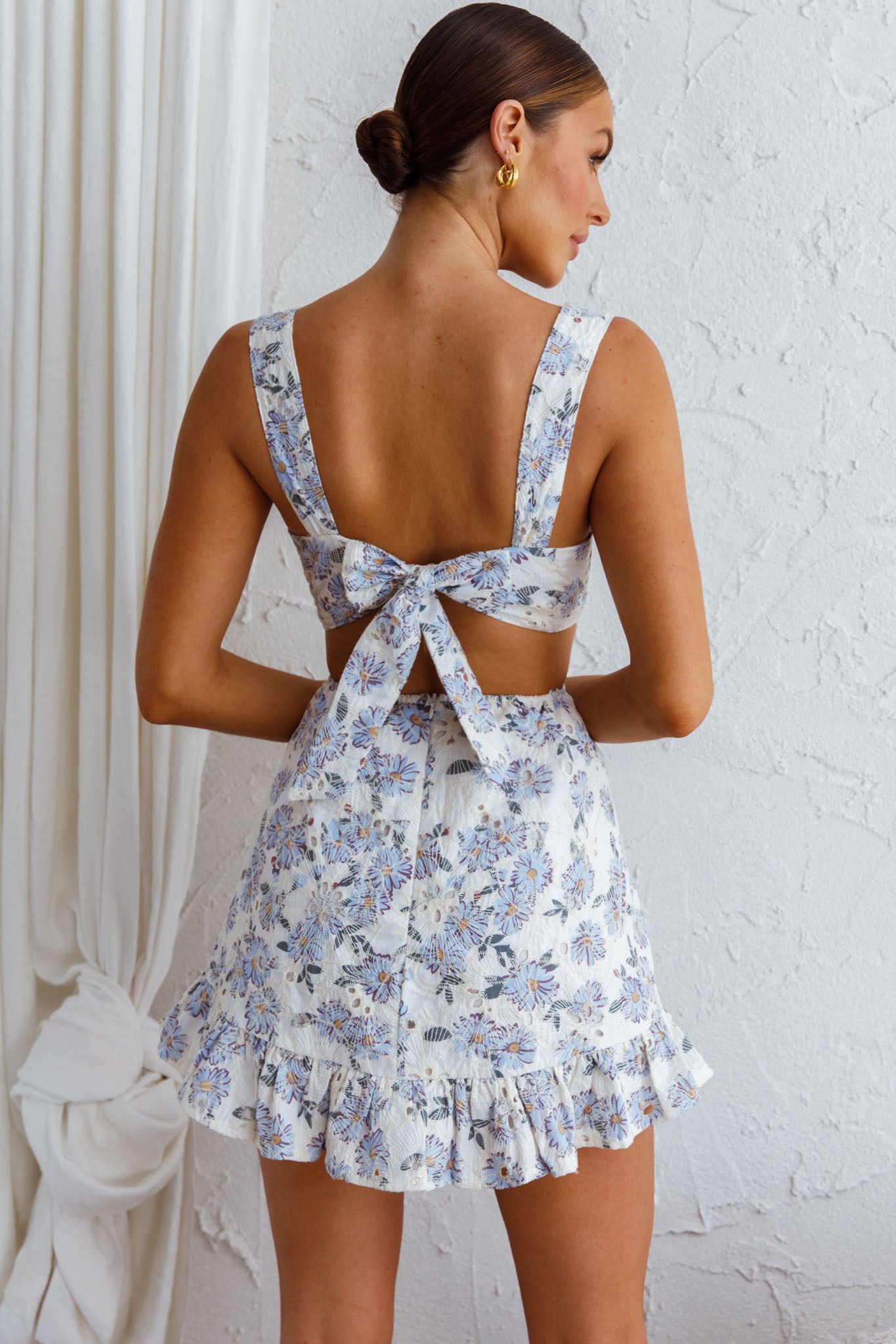 Pascale String-Tie Cut-Out Dress Floral Blue Pascale String-Tie Cut-Out Dress Floral Blue