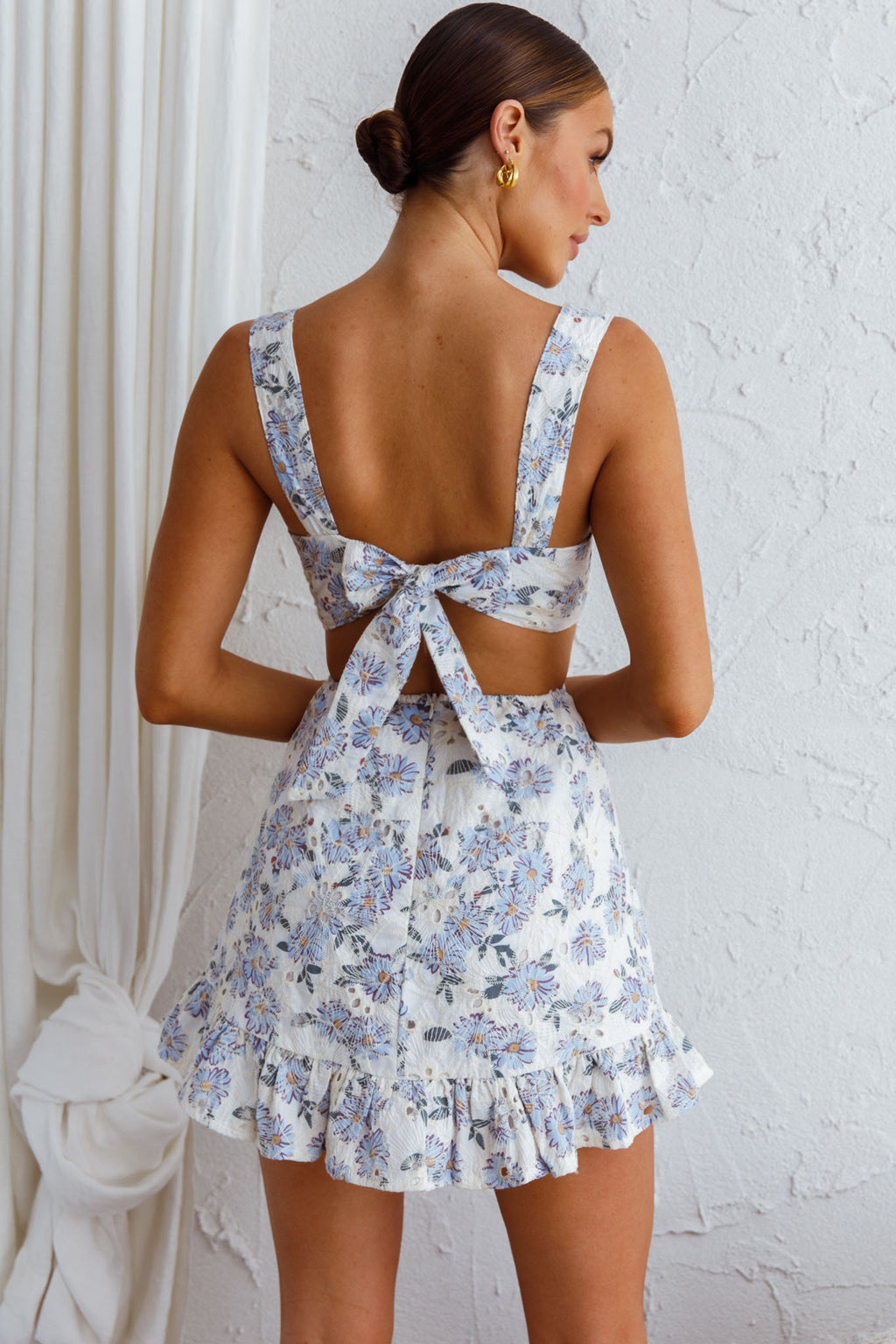 Pascale String-Tie Cut-Out Dress Floral Blue by Selfie Leslie