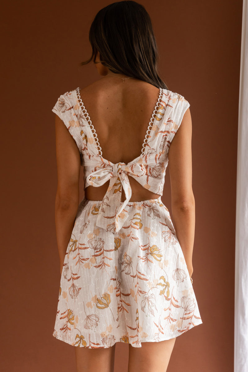 Braxton Tied Back Mini Dress Floral Green