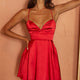 Panama Sweetheart Neckline Lace-Up Back Mini Dress Red