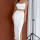 Crazy In Love Cowl Neck Cut-Out Waist Midi Dress White