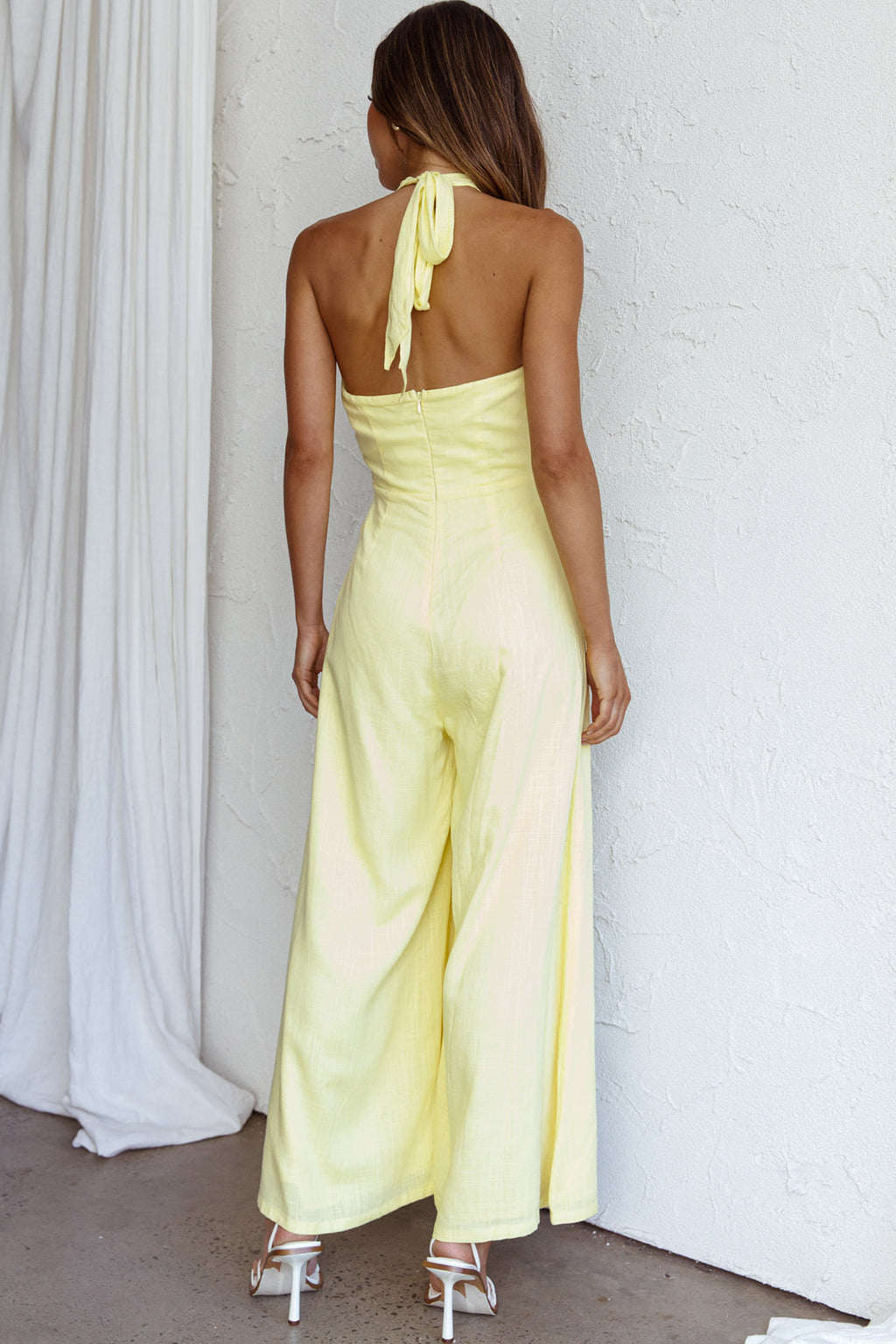 Stars Align Halterneck Jumpsuit Lemon by Selfie Leslie
