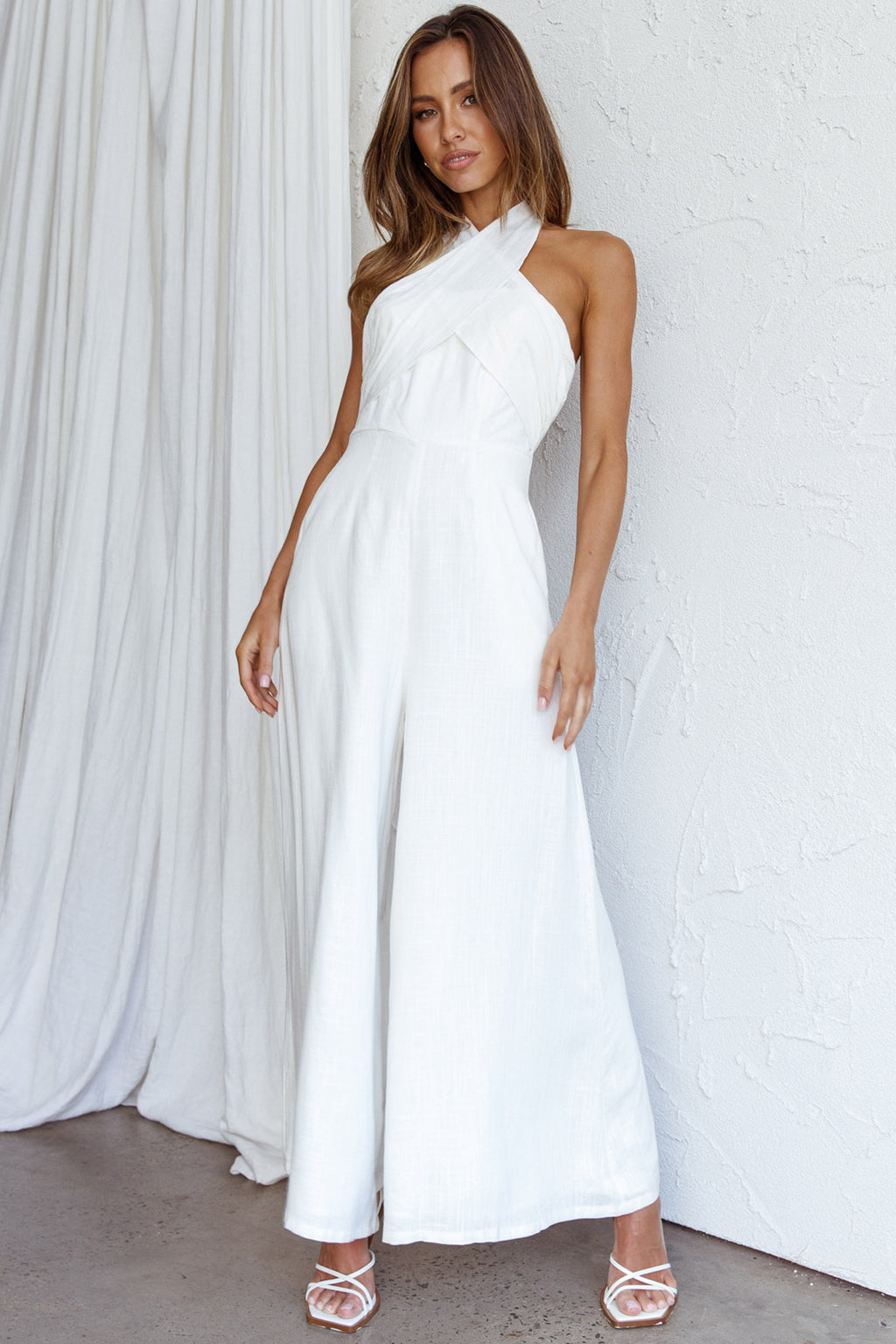 Stars Align Halterneck Jumpsuit White by Selfie Leslie