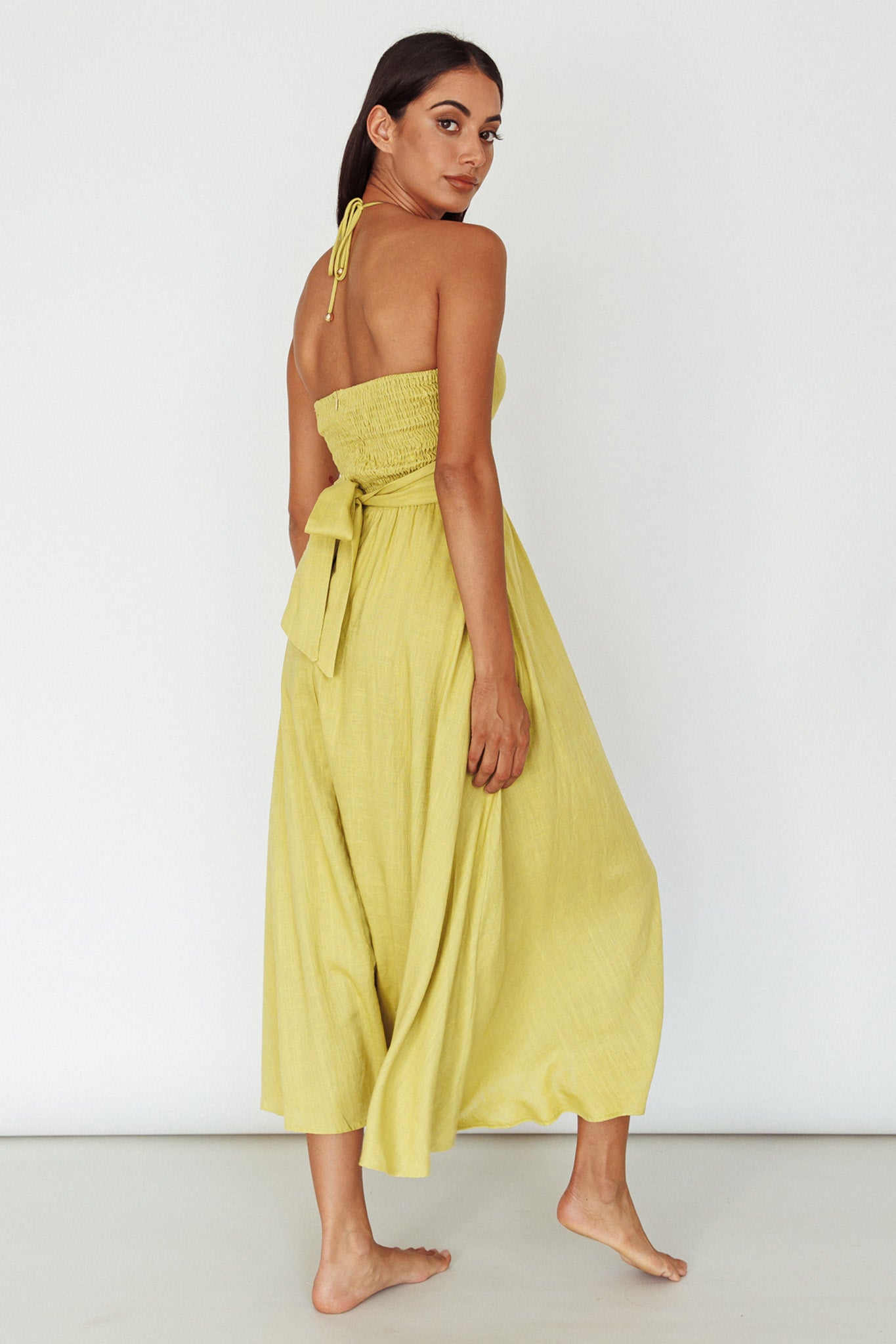 Maravilhosa Keyhole Halter Midi Dress Lime Maravilhosa Keyhole Halter Midi Dress Lime
