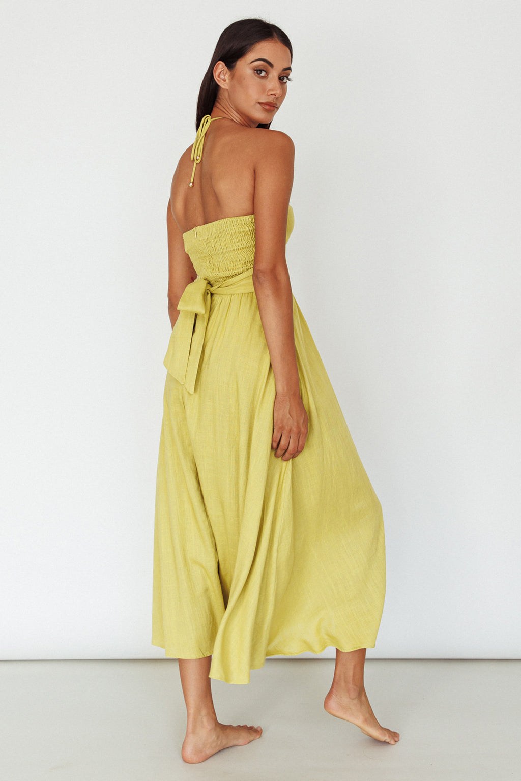 Maravilhosa Keyhole Halter Midi Dress Lime by Selfie Leslie