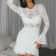 Elis Long Sleeve Buckle Dress Lace White