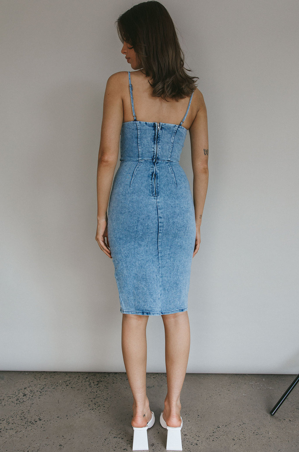 Marjorie Pleated Neckline Midi Dress Blue by Selfie Leslie