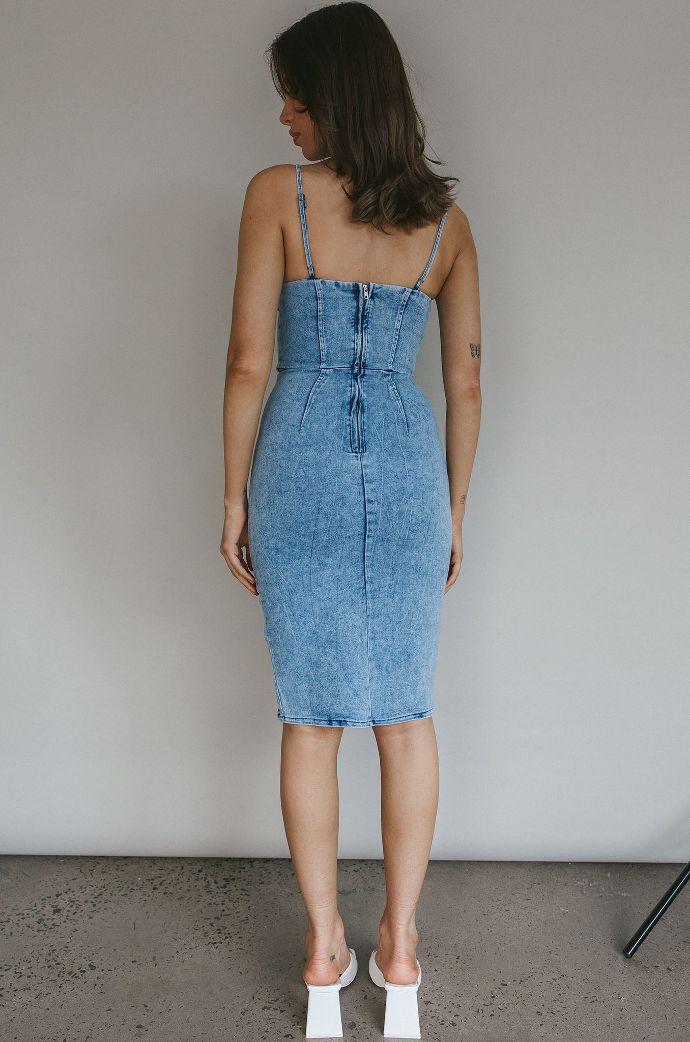 Marjorie Pleated Neckline Midi Dress Blue by Selfie Leslie
