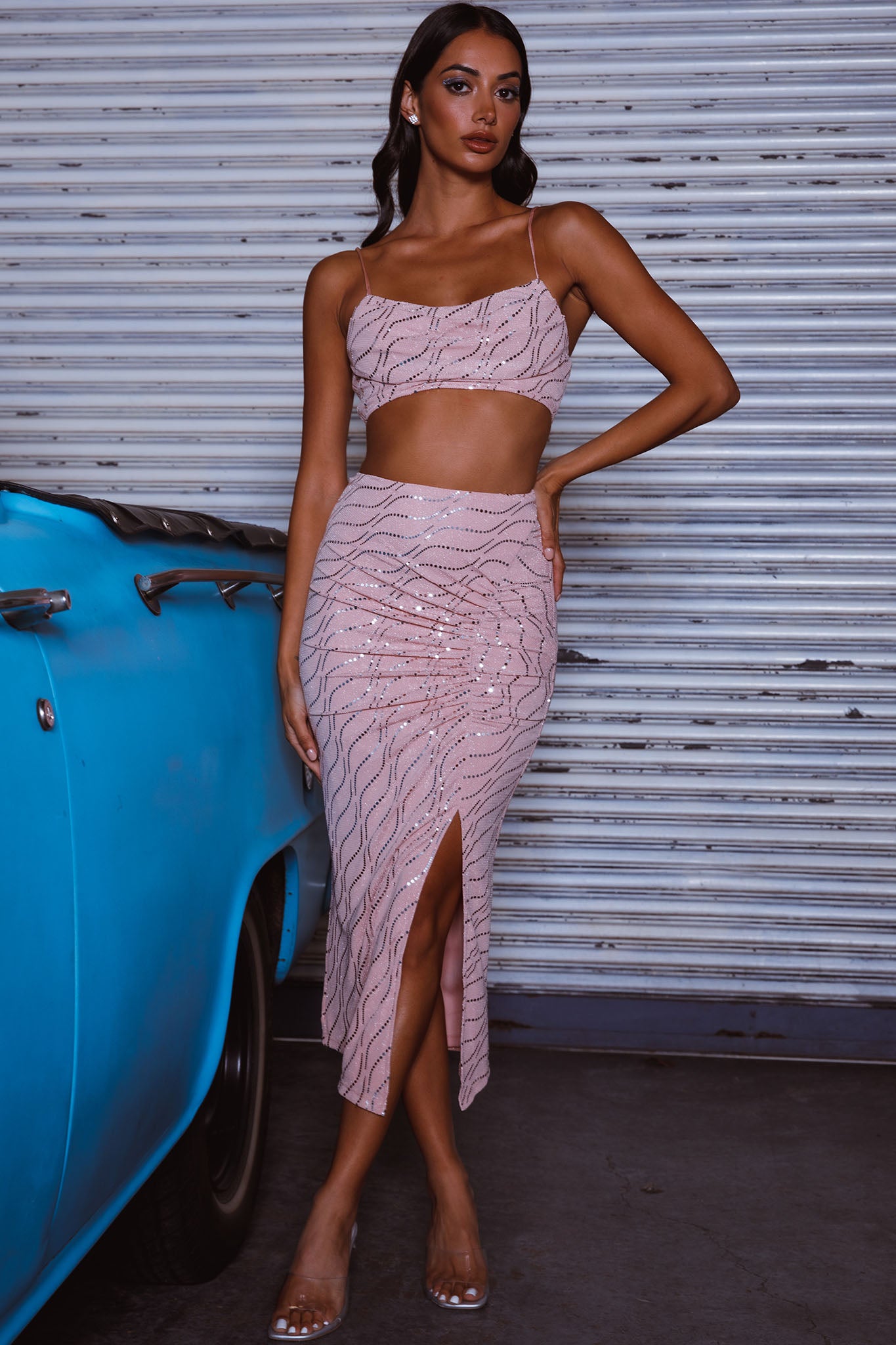 Maree Pleated Bust Crop Top Blush by Selfie Leslie