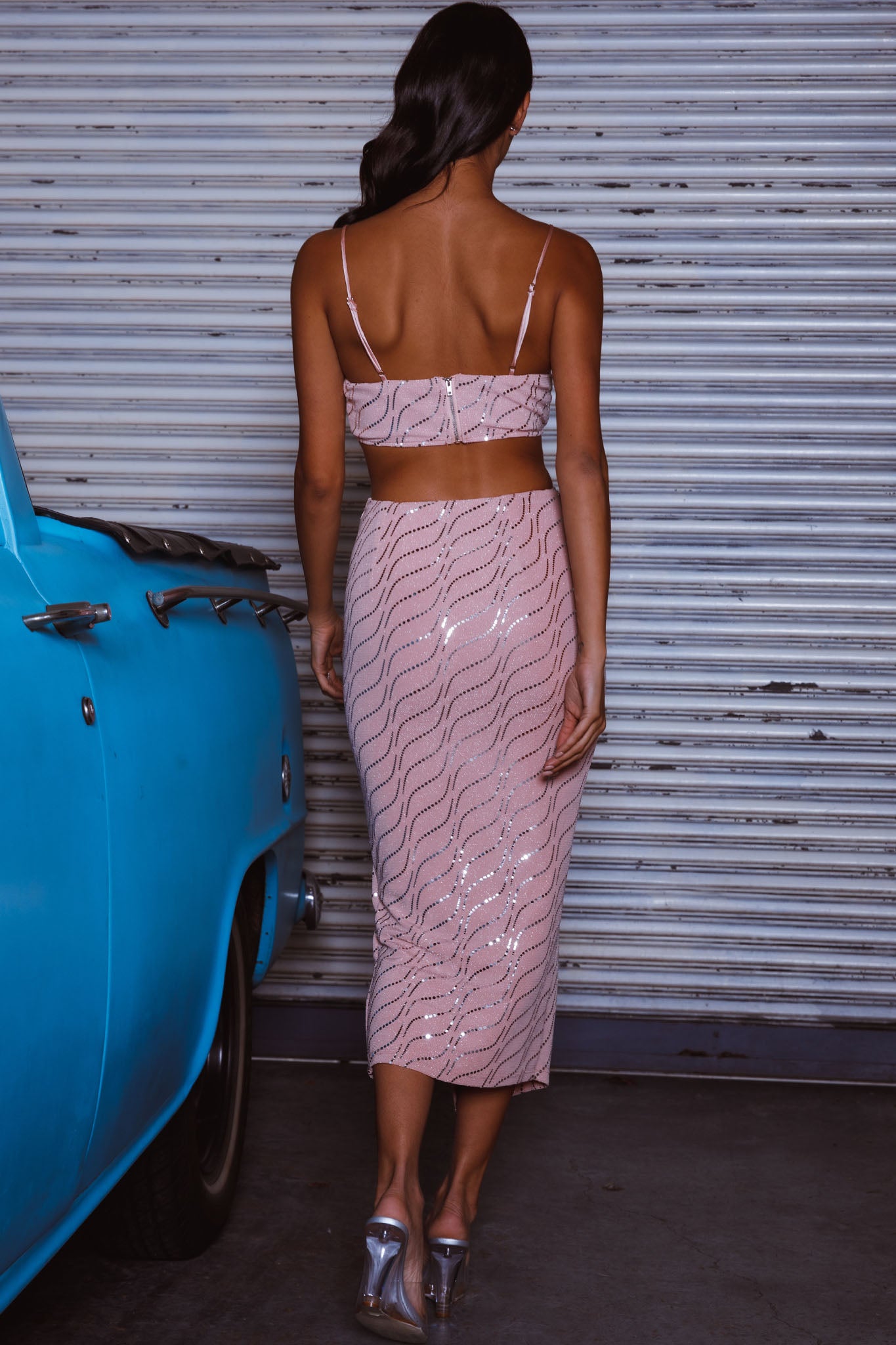 Maree Pleated Bust Crop Top Blush by Selfie Leslie