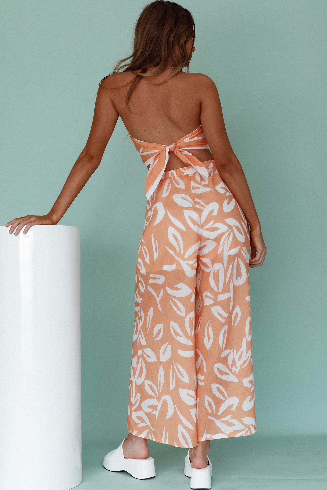 Randi Wide Leg Pants Leaf Print Mango by Selfie Leslie