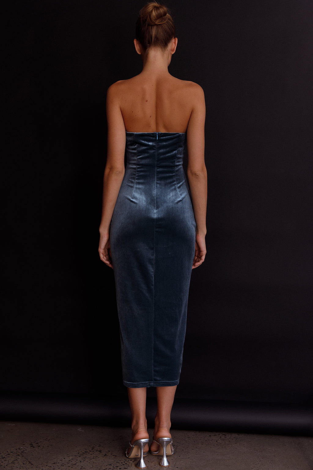 Must Be Fate Velvet Midi Dress Blue by Selfie Leslie