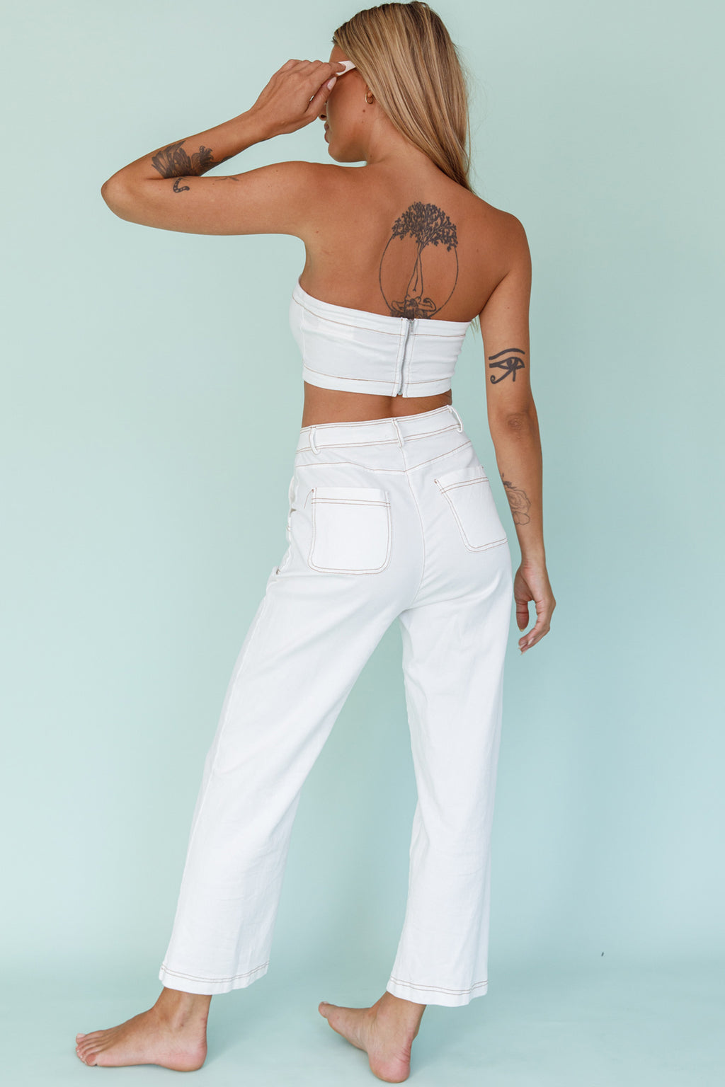 Uptown Wide Leg Pants White by Selfie Leslie
