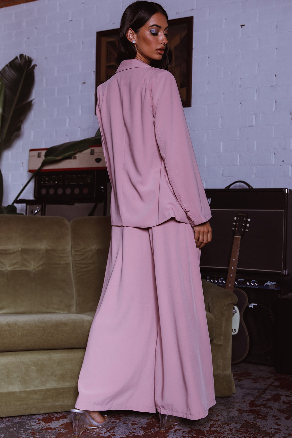 Vous Etes Belle Pleated Waist Pants Blush by Selfie Leslie