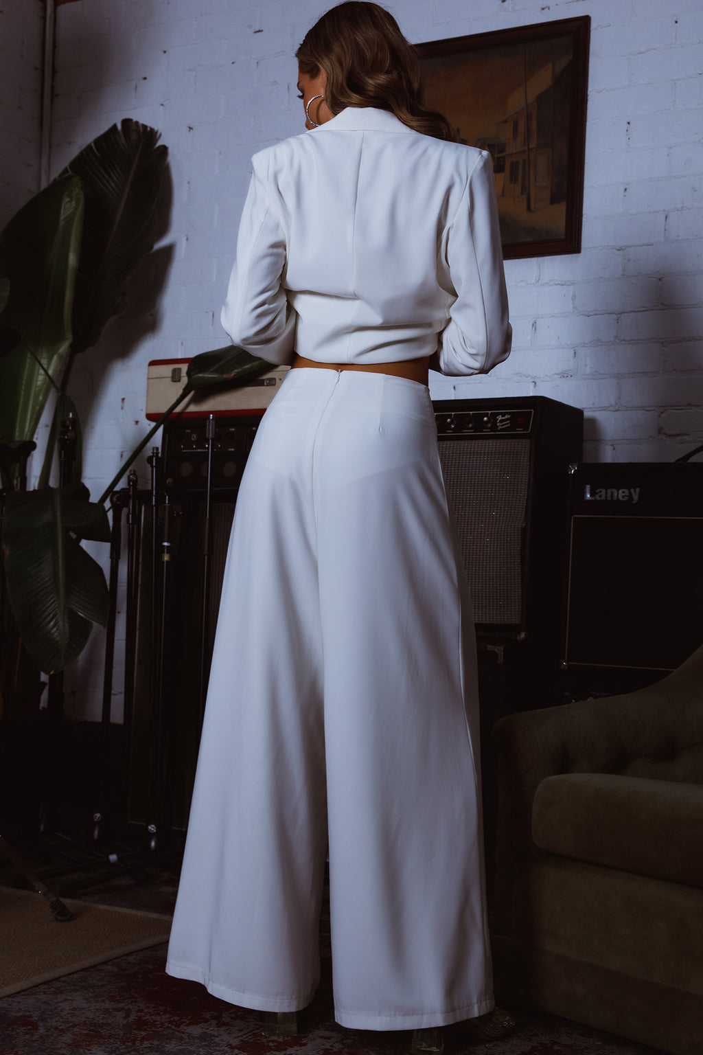 Vous Etes Belle Pleated Waist Pants White by Selfie Leslie