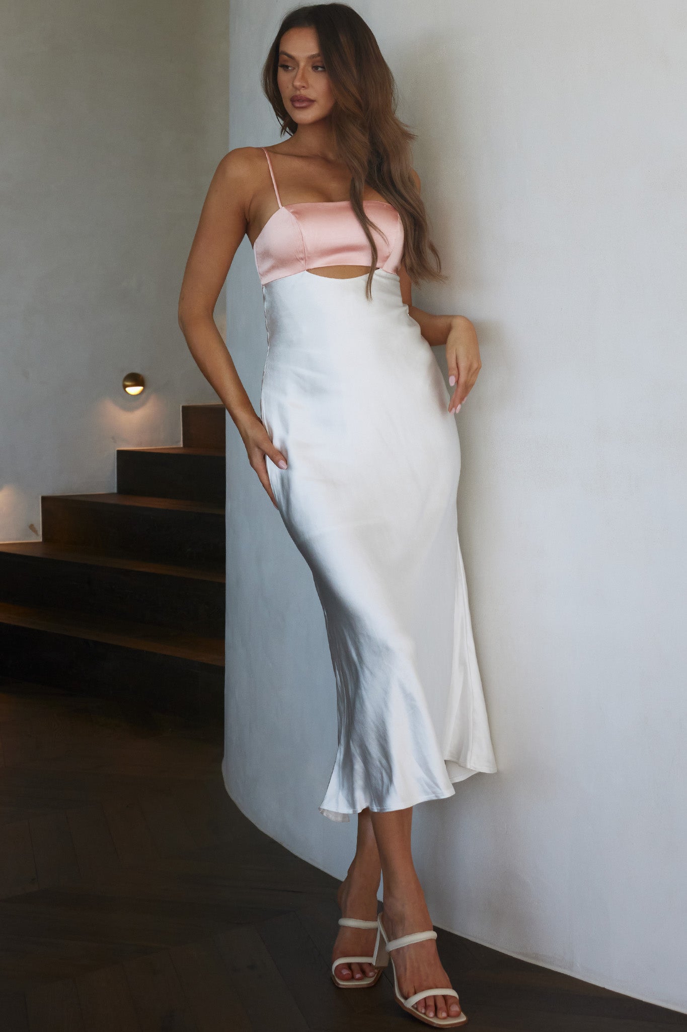 Mariana Cut-Out Bust Midi Dress Blush by Selfie Leslie