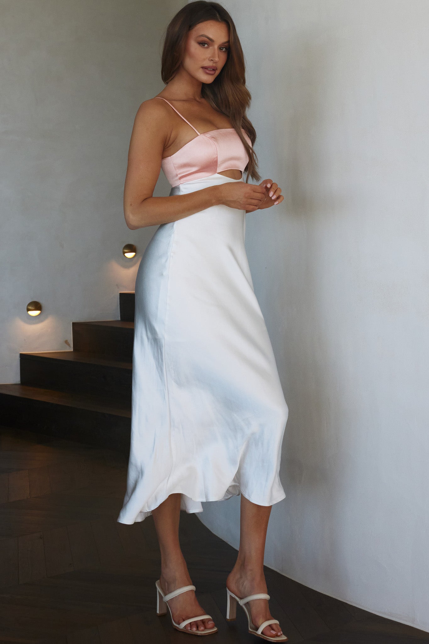 Mariana Cut-Out Bust Midi Dress Blush by Selfie Leslie