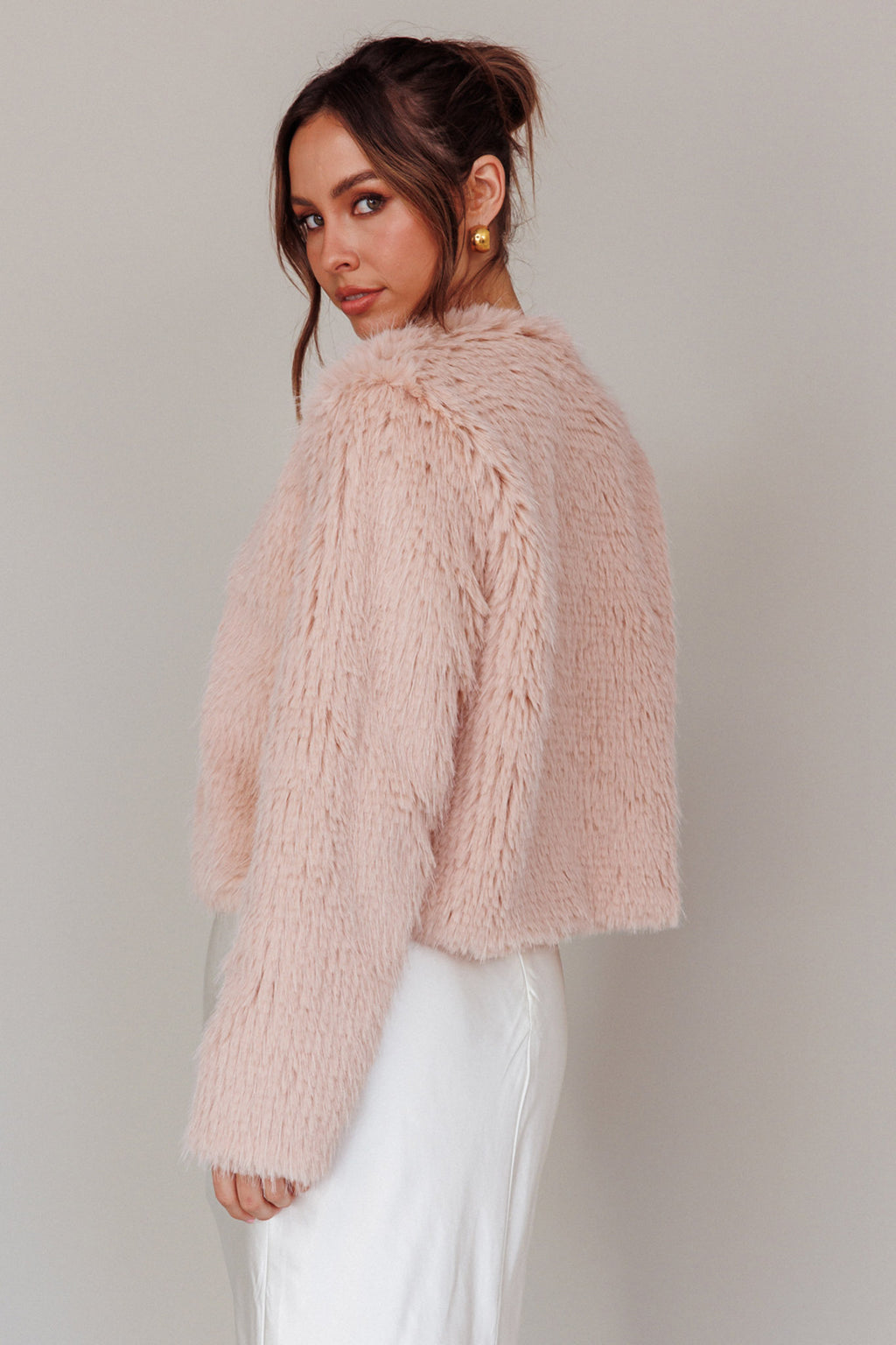 London Day Faux Fur Jacket Blush by Selfie Leslie