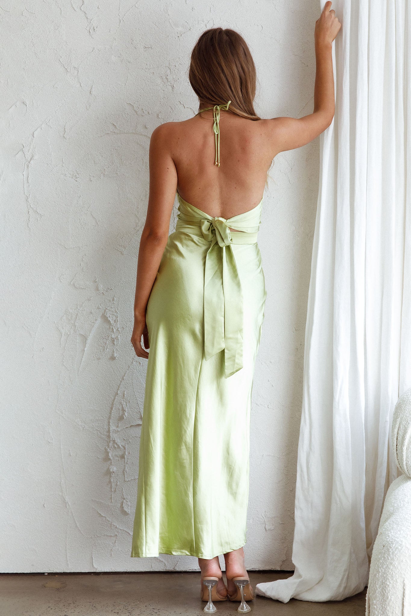 Mon Coeur Plunging Neckline Midi Dress Apple Green Mon Coeur Plunging Neckline Midi Dress Apple Green
