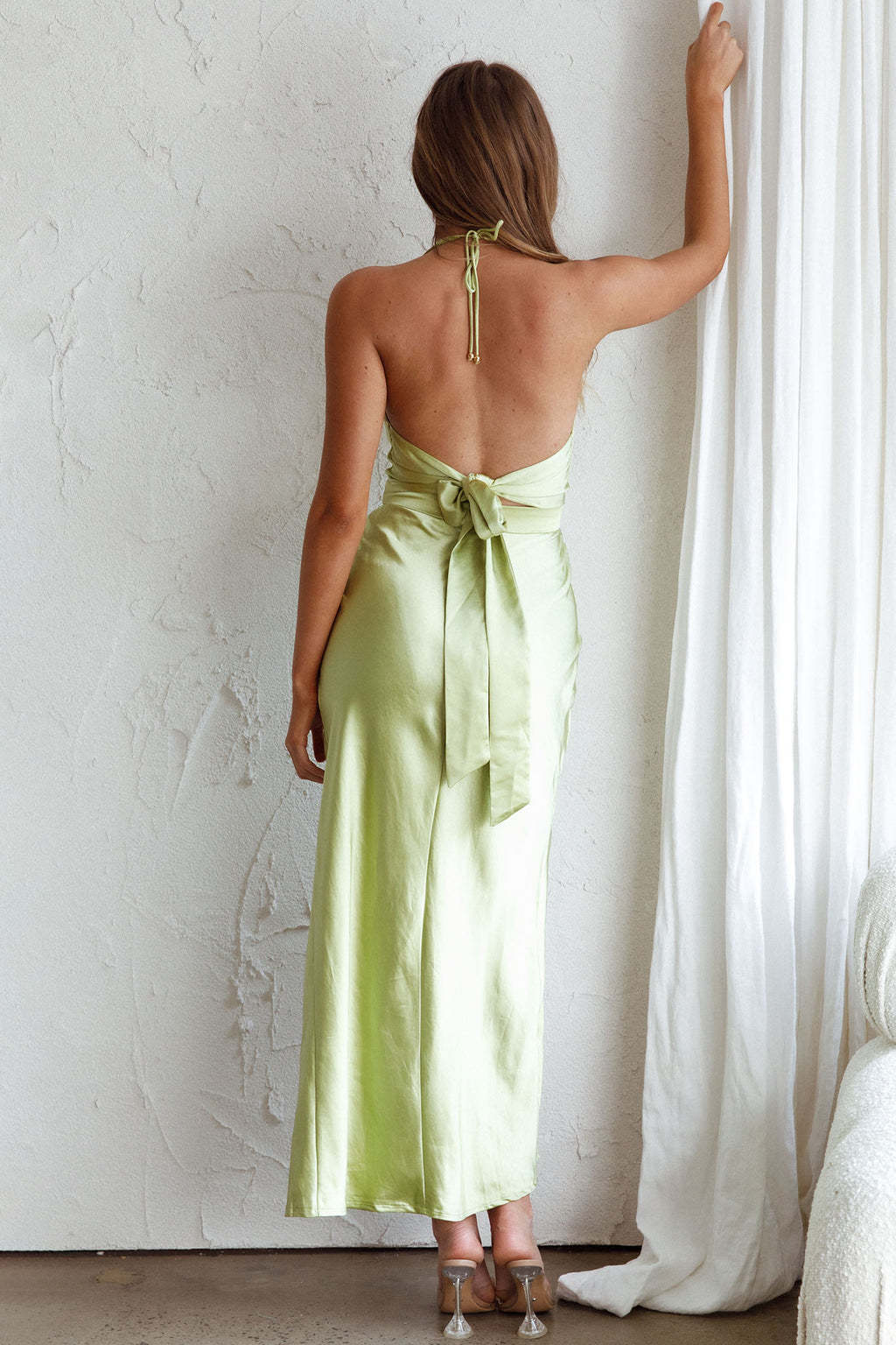 Mon Coeur Plunging Neckline Midi Dress Apple Green by Selfie Leslie
