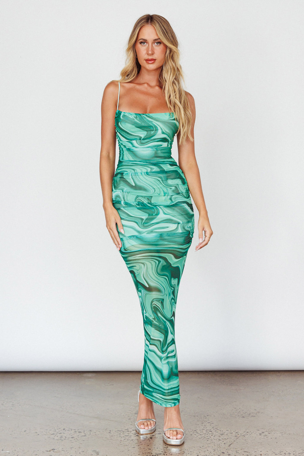 Love In Miami Lace-Up Back Maxi Dress Marble Green Selfie Leslie Love In Miami Lace-Up Back Maxi Dress Marble Green Selfie Leslie