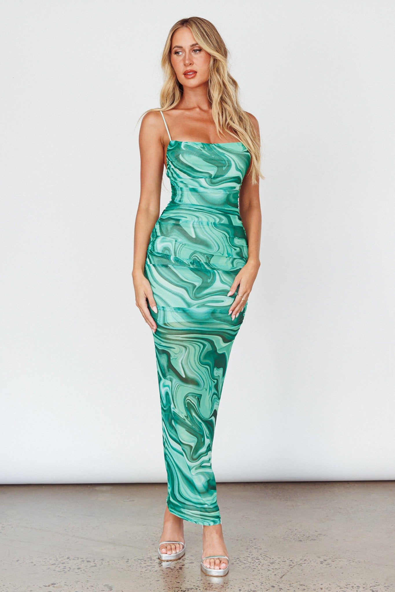 Love In Miami Lace-Up Back Maxi Dress Marble Green Selfie Leslie Love In Miami Lace-Up Back Maxi Dress Marble Green Selfie Leslie