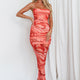 Love In Miami Lace-Up Back Maxi Dress Marble Red