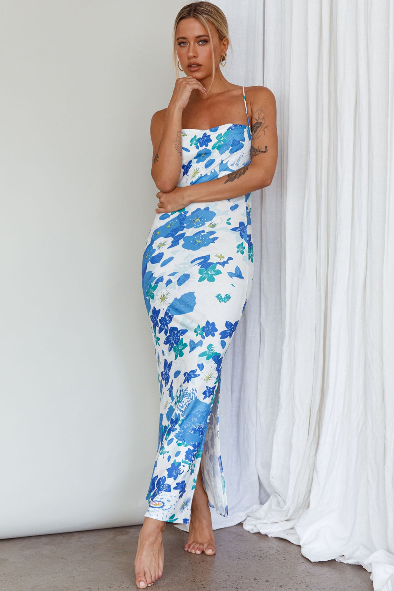 You're My Sunshine Tie-Up Back Midi Dress Blue by Selfie Leslie