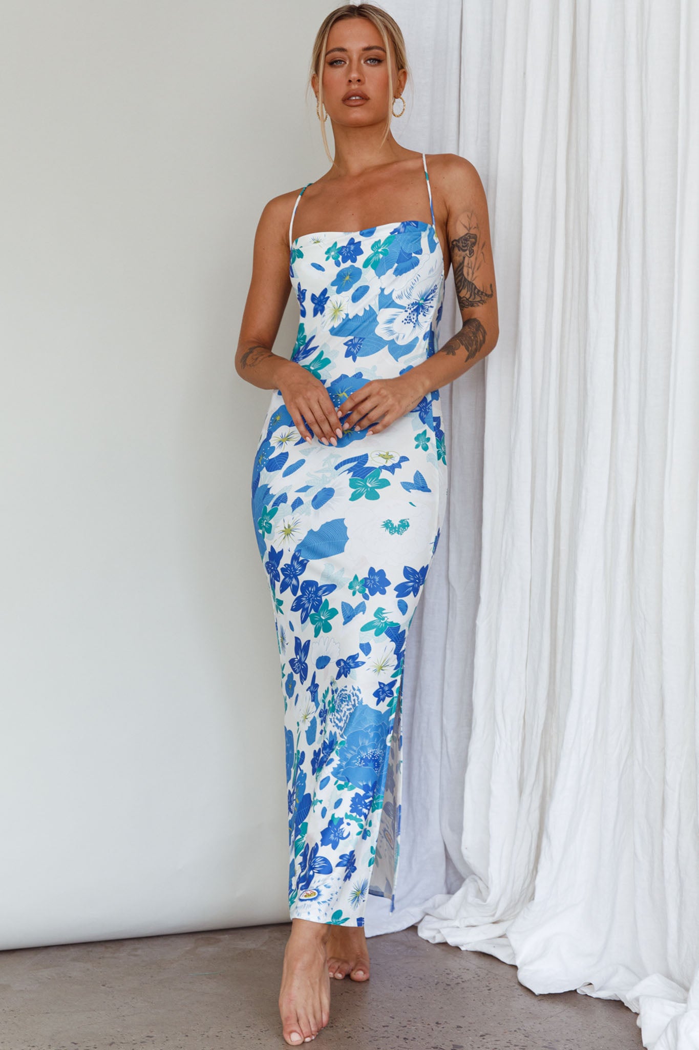 You're My Sunshine Tie-Up Back Midi Dress Blue by Selfie Leslie