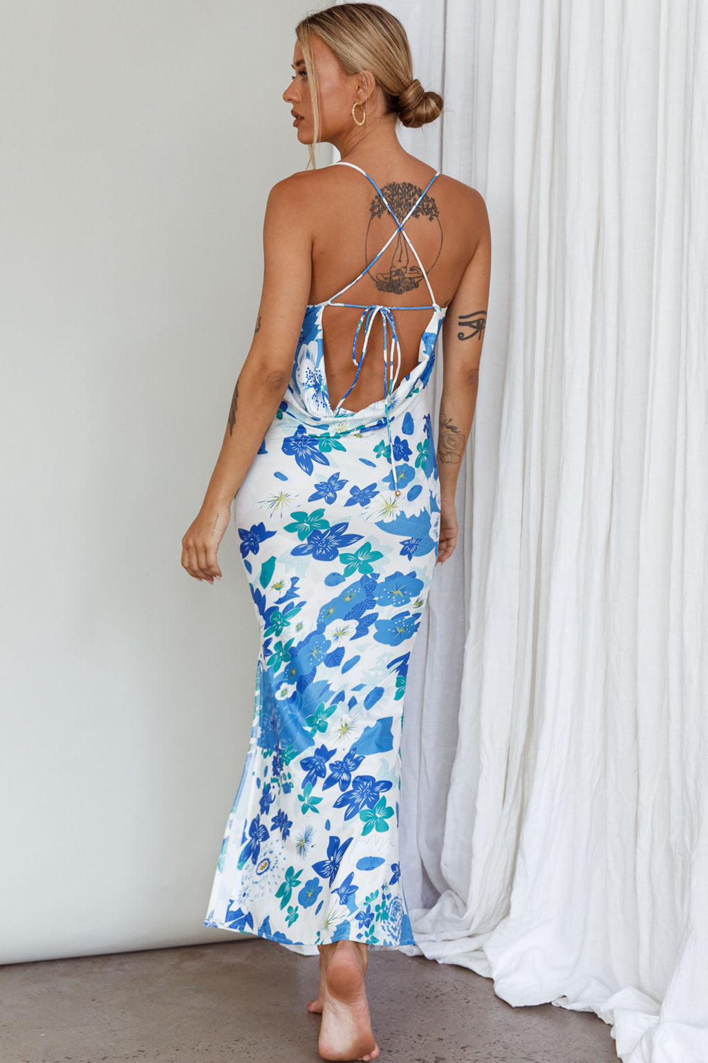 You're My Sunshine Tie-Up Back Midi Dress Blue by Selfie Leslie