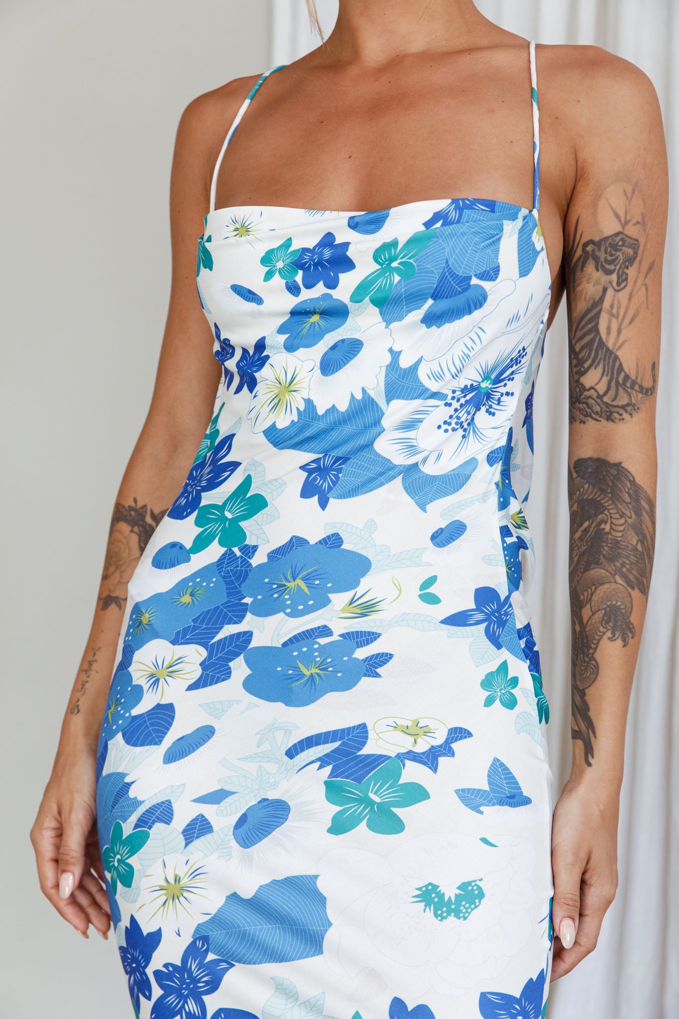You're My Sunshine Tie-Up Back Midi Dress Blue by Selfie Leslie
