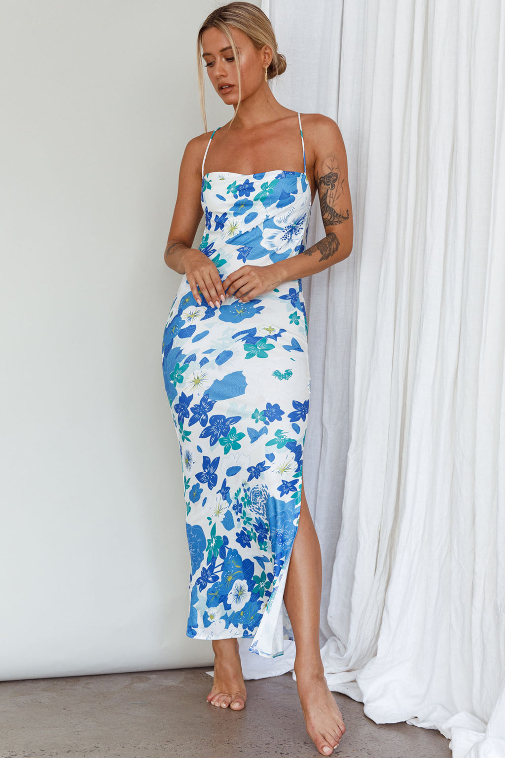 You're My Sunshine Tie-Up Back Midi Dress Blue by Selfie Leslie